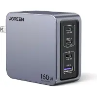 UGREEN Nexode Pro 160W GaN Charger with USB-C Cable, Drinnen, AC, Schwarz, Grau