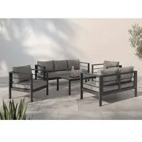 KONIFERA Gartenlounge-Set "»New Jersey«", schwarz (schwarz, dunkelgrau), Aluminium, Sitzmöbel-Sets, Gartenlounge-Set, inkl. Auflagen, Tischplatte aus Nonwood, Topseller