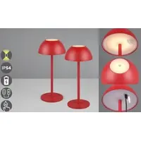TRIO LED Außen-Tischleuchte REALITY LEUCHTEN "RICARDO Tischleuchte 2er-Set", rot, H:30cm Ø:13,5cm, Leuchten, LED Außen-Tischleuchte, 2er Set Outdoor Akku Tischlampe Pilzdesign USB-C 4-fach Touch Dimmer