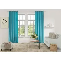 Otto Home Vorhang "Parry" Gr. 3, blau (aquablau), B:140cm H:225cm, Polyester, Recyceltes Material, Gardinen, Vorhang, 2-er Set, blickdicht, monochrom, basic