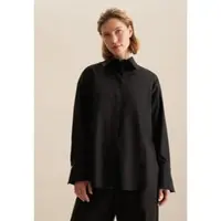 Seidensticker Hemdbluse "Schwarze Rose", Damen, Gr. XS (34), schwarz, 100% Baumwolle, unifarben, regular fit, ohne Ausschnitt, Blusen Hemdbluse, 1/1 Kragen Uni