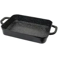 Elo Auflaufform BASIC "Belugo Rechteckbräter", schwarz, B:31cm L:48cm T:12,5cm Ø:41cm, Aluguss, Auflaufformen, Auflaufform, mit BBQ-Rillen