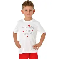 Trigema 1100000002199 "T-Shirt Opas Liebling", Jungen, Gr. 116, weiß, Feinripp, 100% Baumwolle (Bio-Baumwolle kbA), lang, Rundhals, Shirts 1100000002199