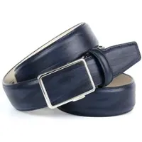 Anthoni Crown Ledergürtel , Herren, Gr. 95, blau, Leder, gemustert, Gürtel Ledergürtel, in angesagter Marineblau Farbe