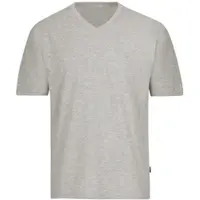 Trigema T-Shirt "V-Shirt DELUXE Baumwolle", Herren, Gr. S, grau (grau, melange), Single Jersey, 100% Baumwolle, Basic, lang, V-Ausschnitt, Shirts T-Shirt