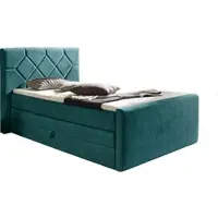 Home affaire Boxspringbett "Atlanta", blau (ocean), B:110cm L:221cm, Kunststoff, Massivholz, Stoff, Komplettbetten, Boxspringbett, inklusive Topper und Bettkasten