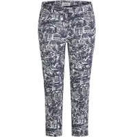 Kjbrand 5-Pocket-Hose "Betty", Damen, Gr. 46, N-Gr, blau (marine mit druck), Web, Obermaterial: 97% Baumwolle, 3% Elasthan, gemustert, Hosen 5-Pocket-Hose