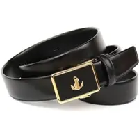 Anthoni Crown Ledergürtel , Herren, Gr. 95, schwarz, Leder, unifarben, Gürtel Ledergürtel, Ledergürtel mit goldfarbenem Anker-Logo