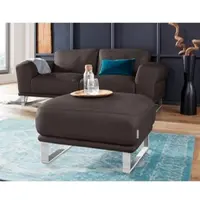 W.Schillig Hocker "montanaa", braun (braun z59), B:71cm H:42cm T:71cm, Hocker, Hocker, mit Metallkufen in Chrom glänzend, Breite 71 cm