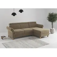 Home affaire Ecksofa "Glendale, L-Form", hellbraun, B:253cm H:84cm T:166cm, 100% Polyester, Sofas, Ecksofa, inkl. Kopfteilverstellung, wahlweise mit Vorziehsitz und Bettkasten