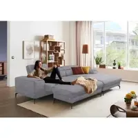 W.Schillig Polsterhocker "piedroo", grau (dolphin r66), B:141cm H:42cm T:70cm, Chenille-Flachgewebe R66 (85% Polyester, 15% Nylon), Hocker, Polsterhocker, Füße in Bronze pulverbeschrichtet