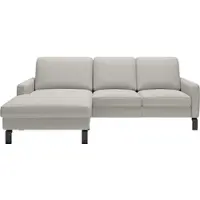 Home affaire Ecksofa "Lecce, L-Form, Federkernpolsterung, Breite 224 cm", pearl, B:224cm H:86cm T:164cm, 100% Leder, Sofas, Ecksofa, inkl. saugroboterfreundliche Höhe & schmale Armlehnen