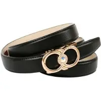 Anthoni Crown Ledergürtel , Damen, Gr. 85, schwarz, Leder, unifarben, Gürtel Ledergürtel, Femininer Ledergürtel, Schließe mit Glitzersteinen