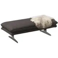 W.Schillig Polsterhocker , grau (anthrazit s22), B:145cm H:43cm T:71cm, Flachgewebe S22 (100% Polyester), Hocker, Polsterhocker, Füße in Chrom glänzend