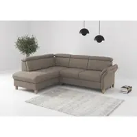 Home affaire Ecksofa "Glendale, L-Form", cappuccino, B:247cm H:84cm T:193cm, 100% Polyester, Sofas, Ecksofa, inkl. Kopfteilverstellung, wahlweise mit Vorziehsitz und Bettkasten