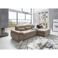 Die Planbar Ecksofa "MP-IN16037 L-Form, Breite 289 cm, mit Federkern-Polsterung", braun (mandel), B:289cm H:85cm T:195cm, 100% Polyester, Sofas, Ecksofa, mit Sitztiefenverstellung & Zierkissen