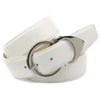 Anthoni Crown Ledergürtel , Damen, Gr. 90, weiß, Leder, unifarben, Gürtel Ledergürtel, mit runder silberfarbener Schließe, dekorative Metallschlaufe