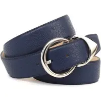 Anthoni Crown Ledergürtel , Damen, Gr. 85, blau, Rindsleder, unifarben, Gürtel Ledergürtel, in Hirschprägung mit abgesteppten Rändern