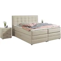 Home affaire Boxspringbett "Ethan", beige (natur), B:174cm L:211cm, Komplettbetten, Boxspringbett, inkl. Topper und geräumigen Bettkasten erhältlich in H2, H3 und H4
