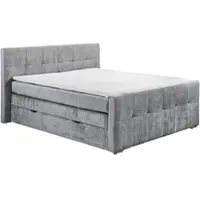 Home affaire Boxspringbett "Rosà", silber (silberfarben), B:204cm L:224cm, Komplettbetten, Boxspringbett, H3/H3, H3/H4, H4/H4 möglich
