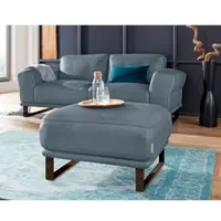 W.Schillig Hocker "montanaa", blau (blau z69), B:71cm H:42cm T:71cm, Hocker, Hocker, mit Metallkufen in Bronze pulverbeschichtet, Breite 71 cm
