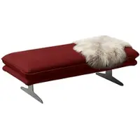 W.Schillig Polsterhocker , rot (ruby rot z59), B:145cm H:43cm T:71cm, Longlife Xtra-Leder Z59: Glattleder mit modischer Prägung. Hautstärke 0, 9 - 1, 1 mm, Hocker, Polsterhocker, Füße in Chrom glänzend