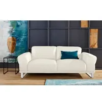 W.Schillig 2,5-Sitzer "montanaa elegant und edel, bequem, Federkernunterfederung", weiß (weiß z59), B:212cm H:78cm T:94cm, Sofas, 2 5-Sitzer, mit Metallkufen in Chrom glänzend, Breite 212 cm