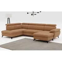 Cotta Wohnlandschaft "Hudson U-Form, B: 324 cm", braun (cognac), B:324cm H:100cm T:207cm, Sofas, Wohnlandschaft, mit Kopfteilverstellung, optional Schlaffunktion & Bettkasten