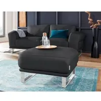 W.Schillig Hocker "montanaa", schwarz (schwarz z59), B:71cm H:42cm T:71cm, Hocker, Hocker, mit Metallkufen in Chrom glänzend, Breite 71 cm