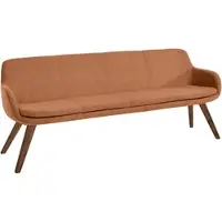 Set One By Musterring Essbank "Tavia", orange (orange, wild, nussbaum), B:220cm H:87cm T:66cm, 100% PES, Sitzbänke, Essbank, Stativgestell Wildnussbaum massiv geölt, Breite 180, 200 oder 220 cm