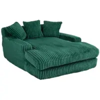 STILVORA Chaiselongue Cord 125x155x63 cm, 3 Kissen, ergonomisches Design, komfortabel und modern, ideal für Wohnzimmer & Büro, Emerald