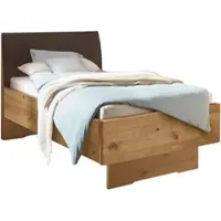 Wiemann Holzbett "Cardiff, Bettgestell, Bettrahmen, teilmassiv, mit Polsterkopfteil", bianco, eiche teilmassiv, B:100cm L:220cm, Betten, Holzbett, Fußteil aus Massivholz, verschiedene Größen