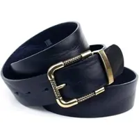 Anthoni Crown Ledergürtel , Damen, Gr. 95, blau (dunkelblau), Leder, unifarben, Gürtel Ledergürtel, mit goldfarbener Dornschließe, Metallschlaufe