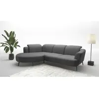 Sit&More Ecksofa SIT & MORE "Zoe", grau (dunkelgrau), B:309cm H:87cm T:199cm, 95% Polyester, 5% Polyamid, Sofas, Ecksofa, ink.Sitztiefenverstellung, wahlweise mit Kopfteilverstellung