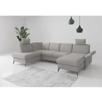 Otto Home Wohnlandschaft "Rochelle", grau (hellgrau), B:314cm H:93cm T:195cm, 95% Polyester 5% Polyamid, Sofas, Wohnlandschaft, wahlweise mit Schlaffunktion, Bettkasten und Armteilverstellung