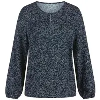 Peter Hahn Bluse Rundhals-Ausschnitt blau, 36