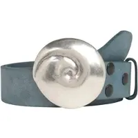 Rettungsring Gürtel Ledergürtel RETTUNGSRING GÜRTEL, Damen, Gr. 120, blau (jeansblau), Leder, unifarben, Gürtel Ledergürtel, mit austauschbarer Schließe »Muschel Rund Silber«