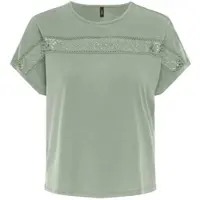 ONLY Kurzarmshirt "ONLFREE LIFE S/S LACE PANEL TOP JRS", Damen, Gr. XL, grün (desert sage), Jersey, Obermaterial: 70% Modal, 30% Polyester, unifarben, Rundhals, Shirts Kurzarmshirt
