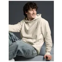 Trigema Sweatshirt "Hoodie mit Affe Charly-Stickmotiv", Herren, Gr. S, beige (natur), Sweatware, 70% Baumwolle, 30% Polyester, Basic, ohne Ausschnitt, Sweatshirts Sweatshirt