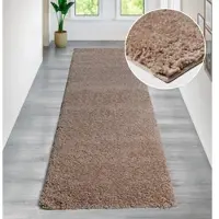 Bruno Banani Hochflor-Teppich "Shaggy Soft" Gr. 12, beige, B:80cm H:30mm L:250cm, Kunstfaser, Teppiche, Hochflor-Teppich, gewebt, Uni Farben, besonders weich und kuschelig, Kundenliebling