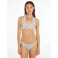 Tommy Hilfiger Bikini-Hose "CHEEKY HIGH LEG BIKINI PIQUE", Damen, Gr. M (38), N-Gr, beige (ivory, anchor blau), Polyamid, SWIMWEAR, gestreift, Badehosen Bikini-Hose, mit Streifenmuster
