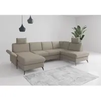 Otto Home Wohnlandschaft "Rochelle", grau (taupe), B:314cm H:93cm T:195cm, 95% Polyester 5% Polyamid, Sofas, Wohnlandschaft, wahlweise mit Schlaffunktion, Bettkasten und Armteilverstellung