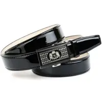 Anthoni Crown Ledergürtel , Damen, Gr. 85, schwarz, Leder, unifarben, Gürtel Ledergürtel, mit silberfarbener Glas-Schließe in Bicolor-Optik