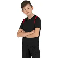 Trigema T-Shirt "Sport T-Shirt mit Netzeinsätzen", Jungen, Gr. 140, schwarz, Interlock, 100% Polyester, Rundhals, Shirts T-Shirt