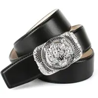 Anthoni Crown Ledergürtel , Damen, Gr. 90, schwarz, Leder, unifarben, Gürtel Ledergürtel, mit silberfarbener Schließe "Tiger"