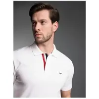 Trigema Poloshirt "Poloshirt mit dreifarbiger Knopfleiste", Herren, Gr. XL, weiß, Piqué, 100% Baumwolle, Basic, ohne Ausschnitt, Shirts Poloshirt