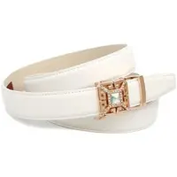 Anthoni Crown Ledergürtel , Damen, Gr. 80, weiß, Leder, unifarben, Gürtel Ledergürtel, Femininer Ledergürtel in weiß mit eckiger Schließe