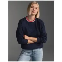 Trigema Sweater "Sweatshirt mit 3D-Logo-Prägung", Damen, Gr. XL, navy, Sweatware, 70% Baumwolle, 30% Polyester, Basic, Rundhals, Sweatshirts Sweater
