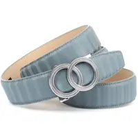 Anthoni Crown Ledergürtel , Damen, Gr. 110, blau (hellblau), Rindsleder, unifarben, Gürtel Ledergürtel, Silberfarbige Schnalle im Doppelring Design, bombiert, helle Rückseite