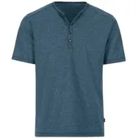 Trigema T-Shirt "T-Shirt mit Knopfleiste DELUXE Baumwolle", Damen, Gr. S, blau (jeans, melange), Single Jersey, 100% Baumwolle, normal, ohne Ausschnitt, Shirts T-Shirt